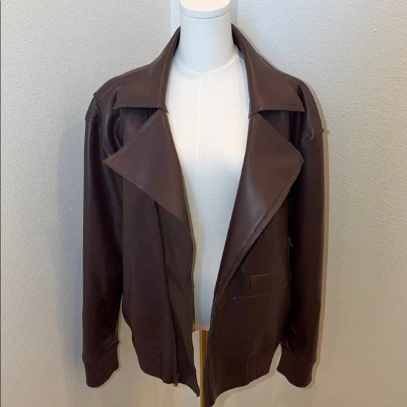Norma Kamali Oversized Moto Jacket - Chocolate - Picture 3 of 12
